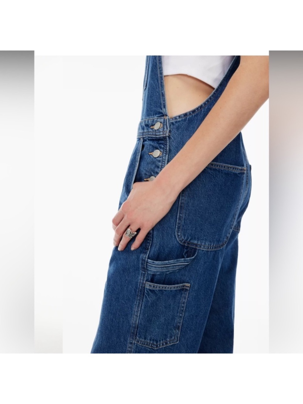 Aritzia Denim Overheard Relaxed-Fit 90s Medium Blue Overalls Size S - Picture 6 of 16
